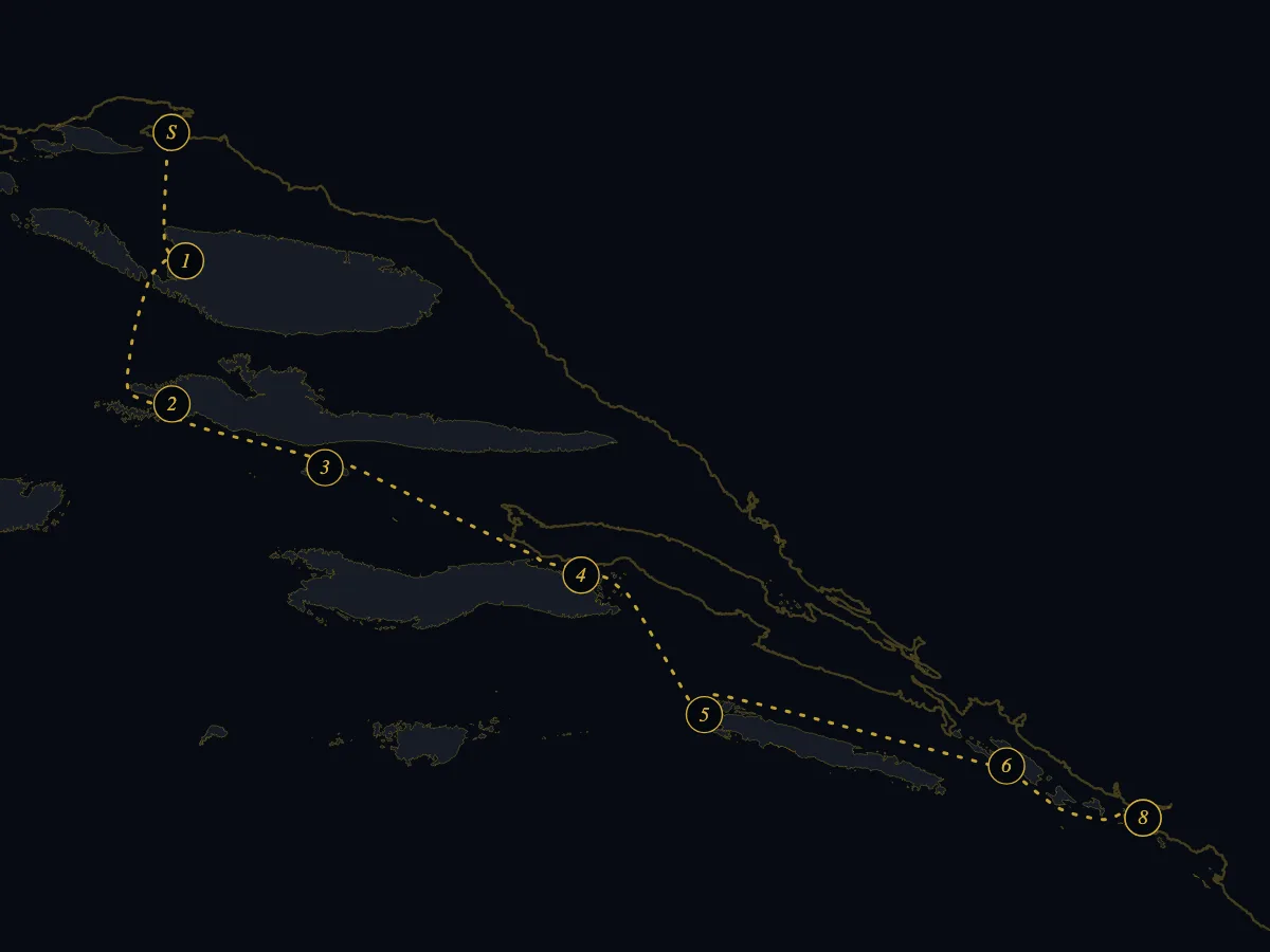 Chart of the Split to Dubrovnik, 7 Nights sailing route