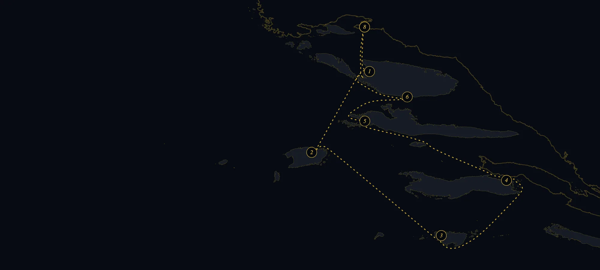 Chart of the Split to Lastovo route: Vis, Lastovo, Korčula, Hvar and Brač